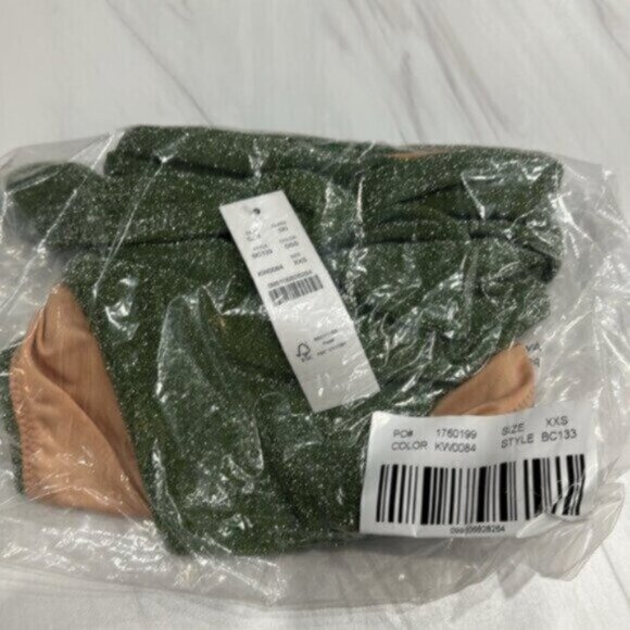 NWT J.Crew Women's Green Sparkle High Cut Tie-Waist Bikini Bottom Size XXS - Picture 3 of 3